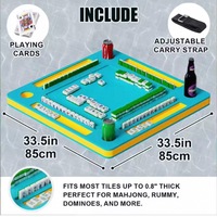 Table de Mahjong flottante LongBingS LBS-001 pour 4 joueurs, plateau en acrylique, cartes, dominos, plateau de jeu portable antidérapant et étanche
