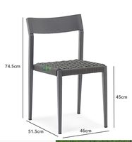 (E3044) Chaise de table à manger en métal pour l'extérieur, résistante à l'eau, avec corde noire et aluminium