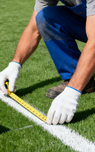 Césped Artificial Marcado para Campo de Fútbol, Rollo de Césped Sintético Blanco, Césped para Exteriores, Campo de Fútbol, 50 mm de Grosor - Product Image 4