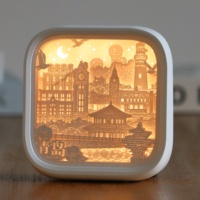 Décoration Cadeau Culturel Personnalisée : Boîte Lumineuse Moderne en Papier Découpé 3D avec Lumières LED Tactiles et Effet d'Ombre – Veilleuses Artistiques