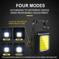 Senter Mini COB Terang Berbahan Aluminium Alloy, Dapat Diisi Ulang, Lampu Kerja LED Gantungan Kunci, Tipe C Magnetik Dengan Lubang Pemasangan Braket Pengait