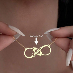 Duoying Fashion 18K collares <span class=keywords><strong>de</strong></span> <span class=keywords><strong>oro</strong></span> personalizado infinito mariposa colgante <span class=keywords><strong>nombre</strong></span> Collar para regalo <span class=keywords><strong>de</strong></span> <span class=keywords><strong>mujer</strong></span> - Product Image 1