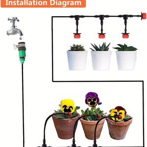 Kit de riego por goteo automático de 25 metros con goteros ajustables, sistema de microaspersores para riego de jardín, hogar y balcón. - Product Image 4