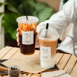 Vaso de Plástico PET Desechable de Fábrica de 32oz (1000ml) de Pared Simple, Transparente, Personalizado, con Tapa Plana o de Cúpula para Leche, Café, Smoothie - Product Image 4