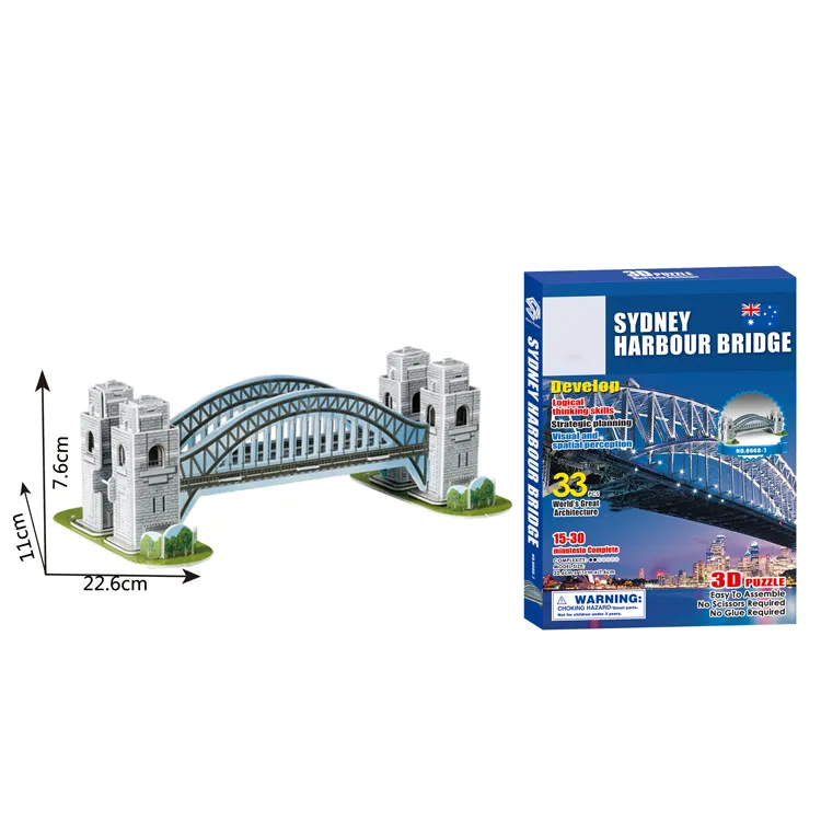 Le best-seller mondial célèbre Sydney Harbour Bridge 3D puzzle jouet éducatif célèbre modèle architectural