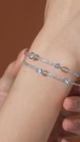 Bracelets Manchette de Créateur en Zirconium Double Couche à 4 Ronds, Vente Directe Usine, Cadeaux Personnalisés, Mariage, Vente en Gros