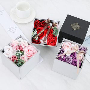 Pink Orange artificial flowers roses soap in good header rotating luxury gift box can collect jewelry - Product Image 6