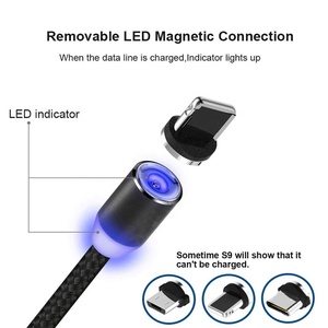 Vente en gros de câbles de charge magnétique lumineux en nylon USB 1m 2m 3m 2 3 en 1 pour <span class=keywords><strong>iPhone</strong></span>, câble de charge de téléphone portable - Product Image 2