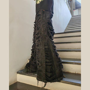 DIZNEW personalizado de buena calidad 2023 último diseño pantalones <span class=keywords><strong>vaqueros</strong></span> negros para hombre ropa de calle americana pantalones <span class=keywords><strong>vaqueros</strong></span> con barba de gato - Product Image 4