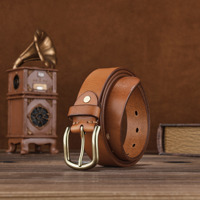 Ceinture WIZNEERK pour homme en cuir de vachette vintage de qualité supérieure, boucle en alliage, durable, légère, moulage monobloc, largeur 3,3 cm
