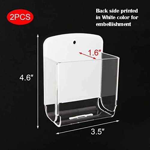 Acrylic Remote Control Holder Adhesive Wall Mount Multifunction Organizer Media Storage Box Phone Charging Transparent Living