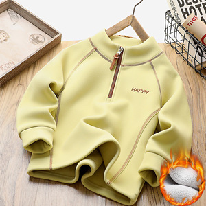 Vêtement en laine pour enfants Pull à col rond doublé en polaire Coupe-vent <span class=keywords><strong>Sweat</strong></span>-shirt décontracté pour garçons Épaissi léger Vêtement thermique d'extérieur - Product Image 4