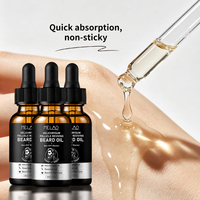 Huile de croissance de barbe à base de plantes, marque privée, avec hélichryse, romarin, vitamine E, nourrissante, anti-casse, pour une barbe épaisse et pleine pour hommes