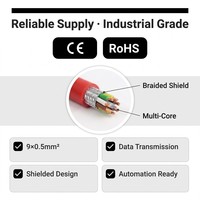 Câble de signal LiYCY en gros, blindé, paire torsadée, PVC, cuivre étamé, tressé, pour applications industrielles PLC