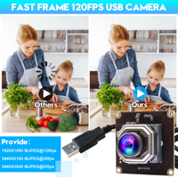 Módulo de Cámara USB de Alta Velocidad 1080P 120FPS con Autoenfoque, 12MP, Gran Angular, Sin Distorsión, Cámara Lightburn para Baja Iluminación, Mini Cámara para PC