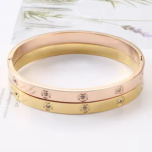 Pulsera de acero inoxidable para mujer, brazalete de oro, 2022