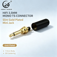 YIVO XSSH Audio HIFI Konektor Mono TS 3.5mm Tipis Berlapis Emas Mini Jack untuk Earphone & Mic 7.9mm Grosir