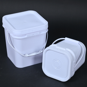 Bán buôn tùy chỉnh logo HDPE cấp thực phẩm có thể tái chế vuông sơn xô 5L 10L 20L trong Trắng & Đen với nắp - Product Image 3