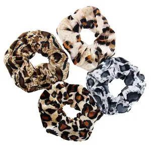 Tendance Texture soyeuse imprimé léopard chouchous guépard cheveux bandes élastiques chouchous cravates bandes de tissu cheveux chouchous