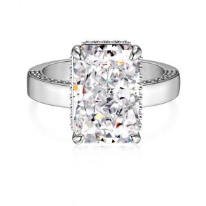 Dylam Fine Jewelry Sterling Silver Non Fade Sparkle Rectangle 8A Crushed <b>Iced</b> Out Cut Cubic Zirconia Women Bridal <b>Rings</b> - Product Image 1