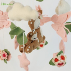 Neutral Hand Made Cot Boho Quality Woodland Animals Butterflies <strong>Floral</strong> Deer Felt Baby <strong>Crib</strong> Mobile for Baby Shower Gift - Product Image 4