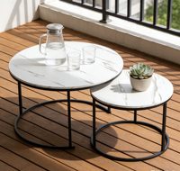 Ensemble de deux tables basses modernes pour café et thé, plateau en MDF, pieds en métal, design écologique et durable, pour salon, chambre à coucher, salle à manger