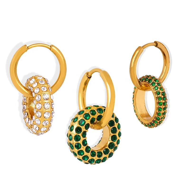 Orecchini gioielli di moda 18K oro Non appannato ipoallergenico Chunky Huggie doppio cerchio orecchini da donna