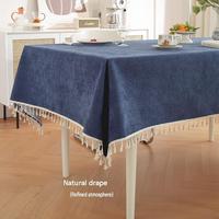 Nappe en chenille bleu marine avec bordure en dentelle, lavable en machine, pour salle à manger, cuisine, maison, vente en gros