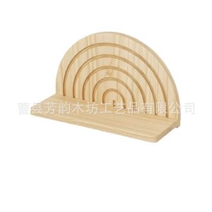 Wooden <b>Wall</b> <b>Mounted</b> <b>Shelf</b> Geometric Shape Floating Display Rack For Living Room Decor - Product Image 5
