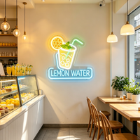 Enseigne néon LED personnalisée pour eau citronnée, publicité pour bar à jus, café, décoration, signalétique de boissons aux fruits, étanche IP65, lumière 3D à intensité variable