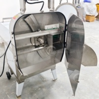 6/8/10/15/20/25/30/35/40mm Motor aangedreven pompoen- en wortelsnijmachine van 304 roestvrij staal, geschikt voor bakkerijen en fruitverwerking
