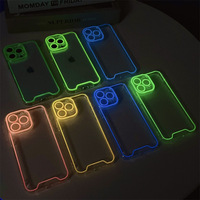 Coque de téléphone portable fluorescente lumineuse pour iPhone 17 16 15 14 13 12 11 Pro Max, en silicone souple, effet néon
