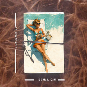 Cuaderno A6 hecho a mano <span class=keywords><strong>para</strong></span> oficina, aspecto Vintage, hoja suelta de Metal, 80 hojas, cierre de correa, colgante de Metal con <span class=keywords><strong>Bikini</strong></span> <span class=keywords><strong>para</strong></span> mujer, libro cantado - Product Image 4