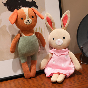 Jouets en peluche tricotés de 30 cm, lapin, <span class=keywords><strong>chien</strong></span>, ours, animaux en crochet doux avec robe pour enfants, <span class=keywords><strong>cadeau</strong></span> pour dormir - Product Image 6