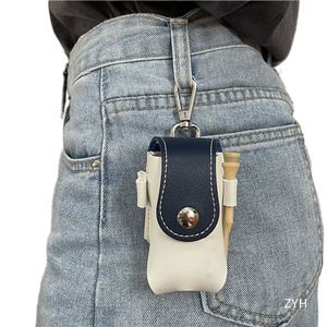 Japanese and Korean style minimalist color-<b>blocked</b> golf bag, PU leather golf ball cover, waist-<b>mounted</b> portable golf bag. - Product Image 1