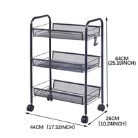 Chariot de rangement métallique à 3 ou 4 niveaux avec roulettes, chariot utilitaire en maille multicolore pour la cuisine, la salle de bain, le bureau, la maison