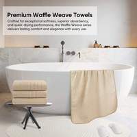 Ensemble de serviettes de bain gaufrées pour adultes, 1 paquet, coton premium, ultra douces, légères, très absorbantes, séchage rapide, pour la salle de sport et la douche