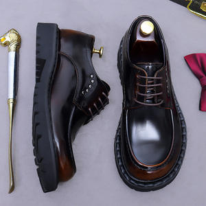 Chaussures habillées pour hommes en cuir véritable de haute qualité fabriquées à la main élégant formel à lacets automne anti-dérapant respirant pour mariage - Product Image 4