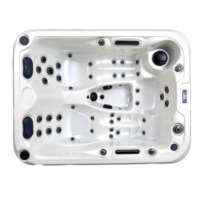 Jacuzzi de Lujo para 2 Personas, Bañera de Hidromasaje Exterior Independiente de Gran Capacidad con Luz LED y Calefacción a Temperatura Constante