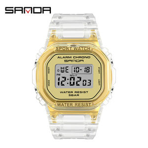 SANDA 2009 marca de moda de deporte reloj de las mujeres de los hombres transparente correa de resina LED Digital alarma cronómetro reloj jóvenes reloj electrónico - Product Image 4