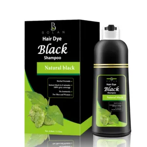 Tinte orgánico para el cabello, champú de Color blanco y gris, aceite de argán, negro