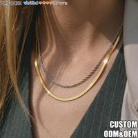 CAIOOCHE Collier pour femme en acier inoxydable plaqué or 18 carats double couche, hypoallergénique, anti-ternissement, avec chaîne torsadée serpent