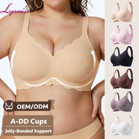 LYNMISS Soutien-gorge push-up sans armatures en jacquard tricoté, col en V festonné, ourlet ondulé, dos croisé réglable, dos lisse