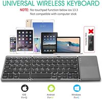 Ancreu Keyboard Nirkabel Lipat Saku Ramping, Dapat Diisi Ulang dengan Touchpad dan Dudukan Berdiri