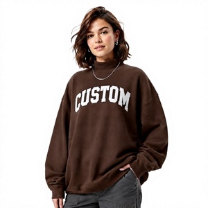 Relaxed Fit <b>Lightweight</b> Oversized Solid Color Mockneck Long Sleeve New Fashion Eco-Friendly Quick Dry <b>Sweatshirt</b> For <b>Women's</b> - Product Image 1