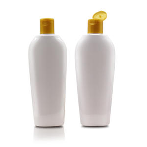 Usine chinoise personnalise des flacons cosmétiques vides en plastique PET blanc en forme de <span class=keywords><strong>vase</strong></span> plat, crème pour le corps, 200 ml, avec <span class=keywords><strong>bouchon</strong></span> à rabat - Product Image 1