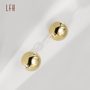 LFH 18K ต่างหูห่วงกลมสีทองขนาดใหญ่อ้วน Au750ต่างหูแฟนซีสไตล์วินเทจพร้อมเพทายทอง18K แท้ - Product Image 5