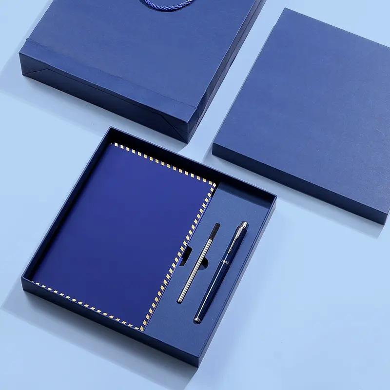 Set regalo personalizzato con Logo personalizzato in pelle sintetica stampa Journals Set promozionale A4 taccuino tascabile per gli studenti