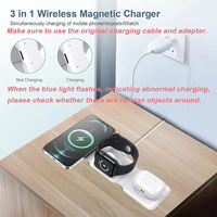 Cargador Inalámbrico Magnético 3 en 1 Plegable, Salida de Energía de 15W, Base de Carga Inalámbrica Rápida Compatible con Teléfono y Auriculares