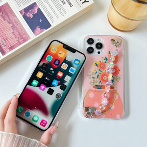 Ốp điện thoại iPhone 13, 16 PRO MAX thời trang mới dành cho nữ, kèm vòng tay hoa, sản xuất tại nhà máy - Product Image 3